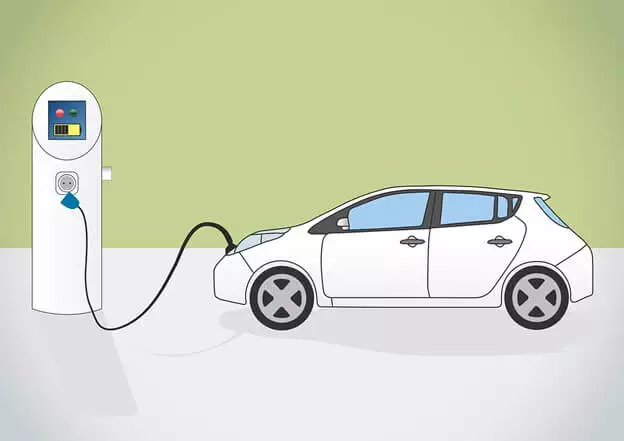 Graphic of an electric car being charged