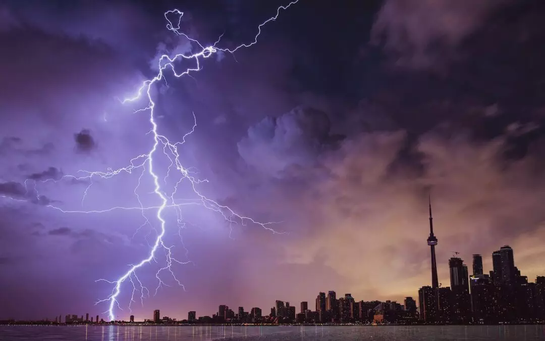 lightning over a city
